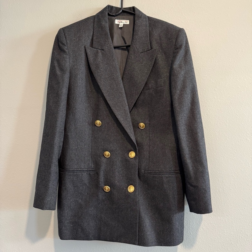 Talbots Vintage Double Breasted Wool Blazer Gold Buttons Old Money Classic 10